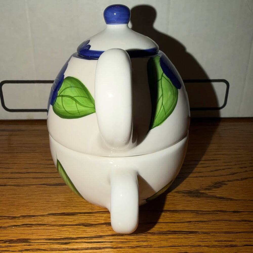 Ceramic Tea For One Set Blue Floral - Picture 3 of 10